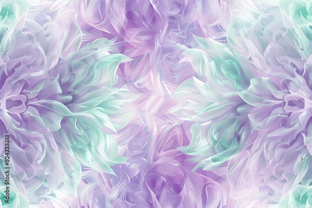 Elaborate abstract pattern in soft pastels of lavender and mint, creating a delicate, intricate background