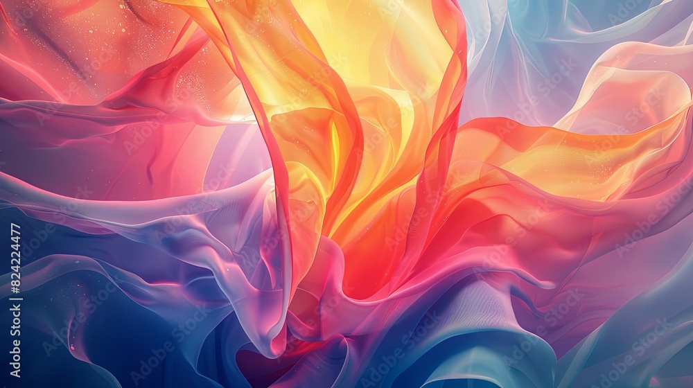 Fototapeta premium Abstract painting. Multicolor. Pink, blue, yellow, orange, purple.