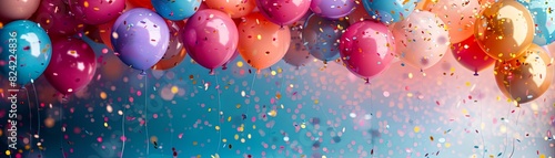 Colorful balloons with shiny glitters.