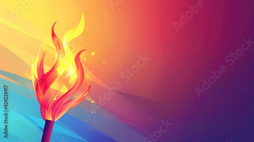 olympic games banner concept with vibrant flame and colorful background
