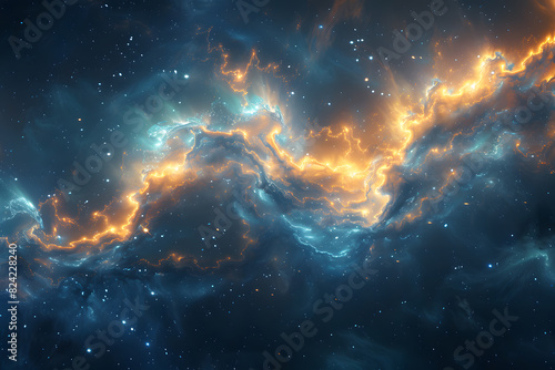 Big Bang colorful space galaxy fog cloud nebula. Universe science astronomy and stary night cosmos mockup background. Supernova concept wallpaper. photo