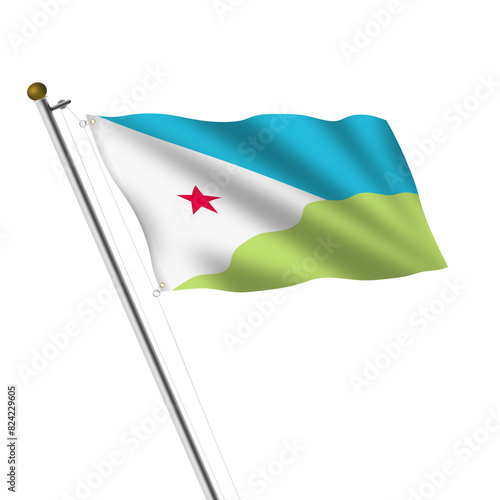Djibouti Flagpole with clipping path