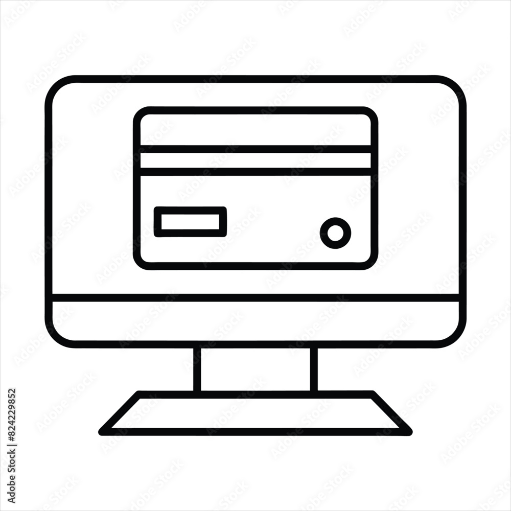 Online payment icon, line art style. Editable stroke. Vector illustration. Online payment icon, line art style. Editable stroke. Vector illustration.