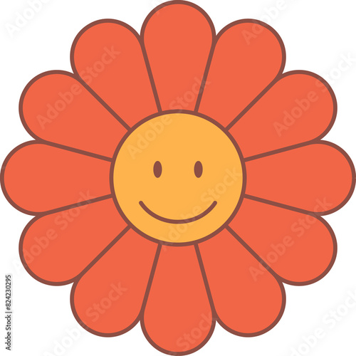 Retro groovy daisy flower radiating vibrant charm