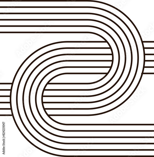 Stripy half circle zen elements, abstract shape