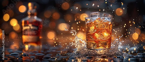 A bottle of Jack Daniels sits next to a glass of the liquor