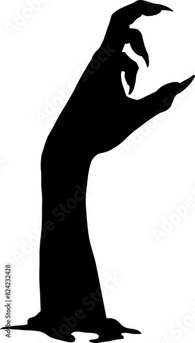 Zombie rising from dead, hand silhouette