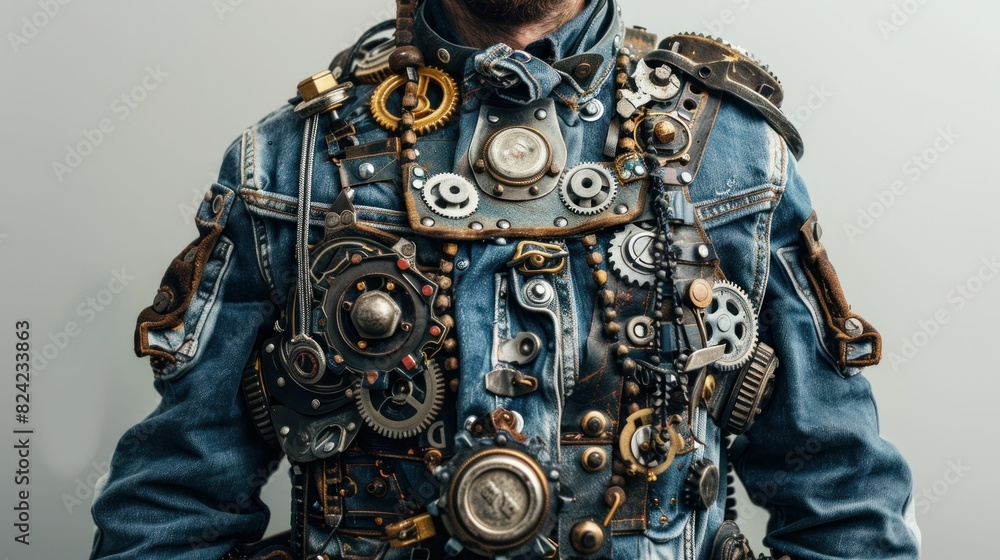 Steampunk style gearadorned man in fashionable outfit and bók, embracing the beauty of innovation and art Steampunk style gearadorned man in fashionable outfit and bók, embracing the beauty of innovation and art