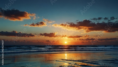 sunset over the ocean © Aamar