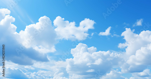 White cloud on blue sky. Generative AI photo