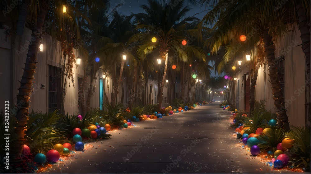 Naklejka premium The tropics are decorated with garlands