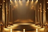 luxurious golden podium with spotlight lamps award ceremony stage background illustration