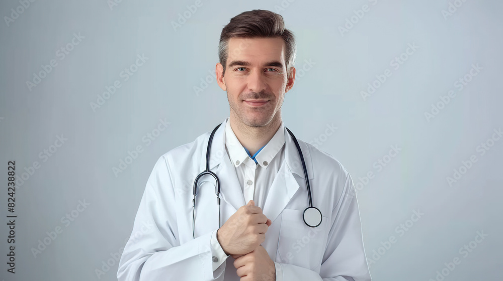 friendly doctor in a white coat smiles confidently for the camera friendly doctor in a white coat smiles confidently for the camera
