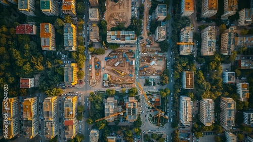 Wallpaper Mural An aerial view of a city with multiple construction sites, representing urban growth Torontodigital.ca