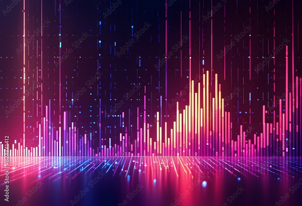 A vibrant digital abstract background featuring colorful vertical bars and lines resembling a soundwave or data visualization. The image has a futuristic and technological feel. A vibrant digital abstract background featuring colorful vertical bars and lines resembling a soundwave or data visualization. The image has a futuristic and technological feel.