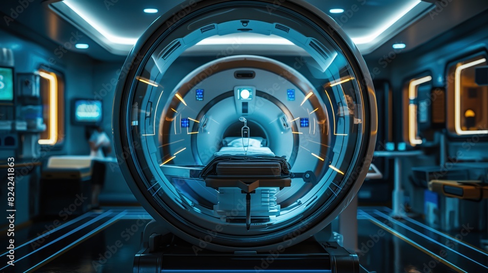 Obraz premium Modern MRI Machine in High-Tech Hospital