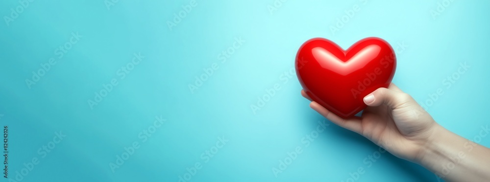Hands holding red heart, donation, health care and family insurance concept, world health day, medical concept with copy space for text and design Hands holding red heart, donation, health care and family insurance concept, world health day, medical concept with copy space for text and design