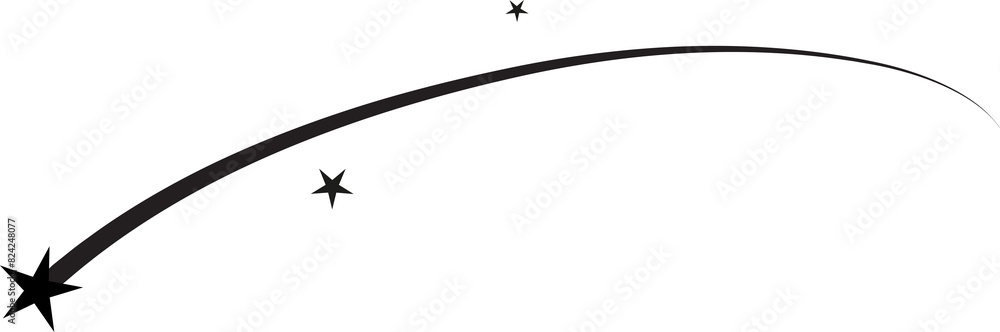 Shooting stars, flying comets tails silhouette Shooting stars, flying comets tails silhouette