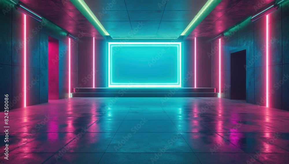 Neon Lit Modern Hallway Neon Lit Modern Hallway