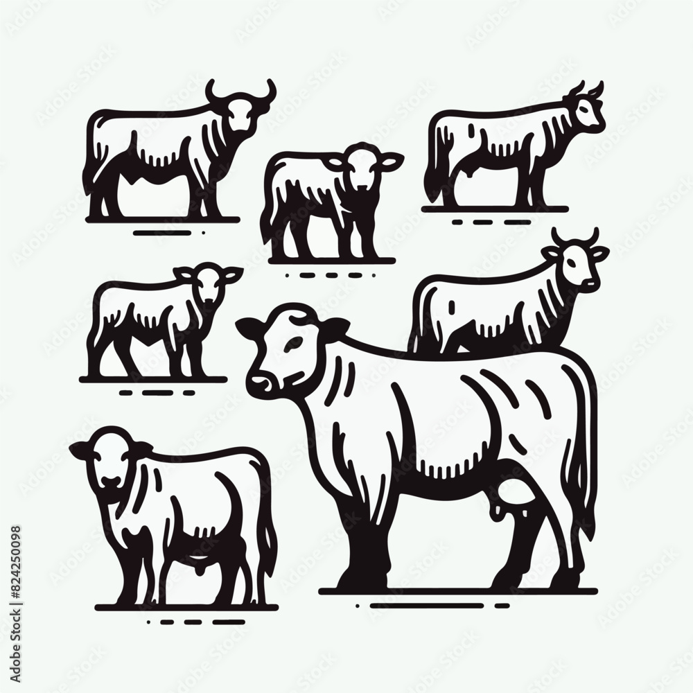 Fototapeta premium eid adha holy month islam Brahman cattle cartoon vector element