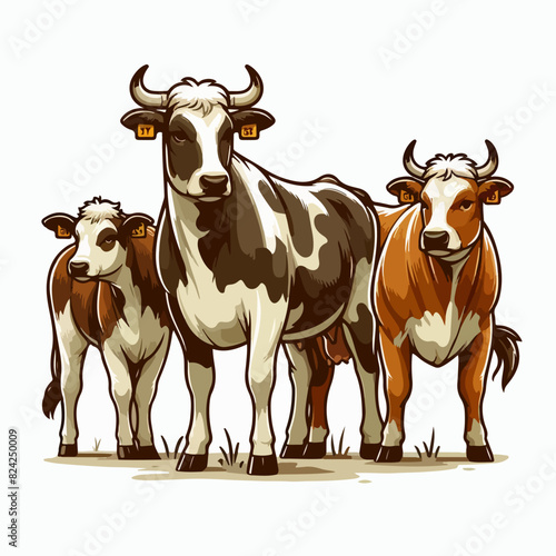 cartoon cow or beef cattle grazing element vector