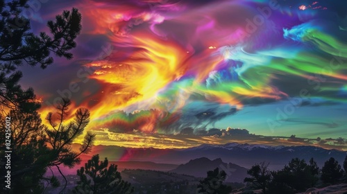 A natural phenomenon that defies explanation a fire rainbow sets the sky ablaze in a dazzling display of colors. photo
