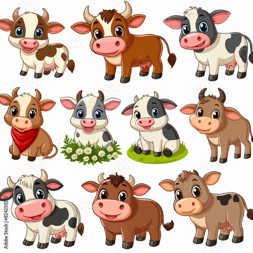 cartoon cow or beef cattle grazing element vector