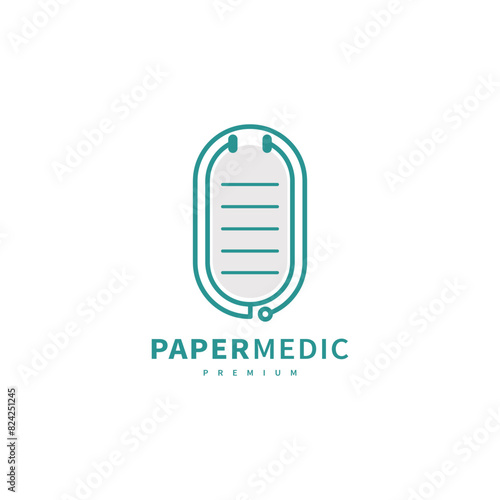 paper medic for medical prescription logo design illustration