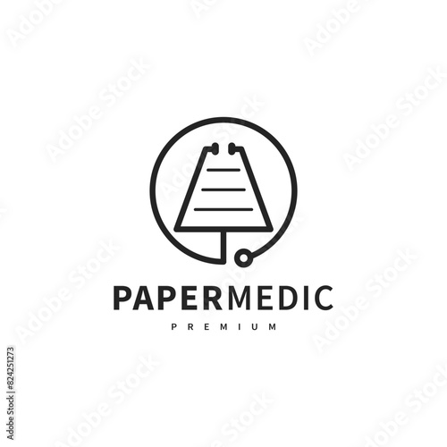 paper medic for medical prescription logo design illustration 2