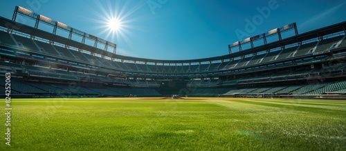 Empty Baseball Stadium Under Bright Sunlight