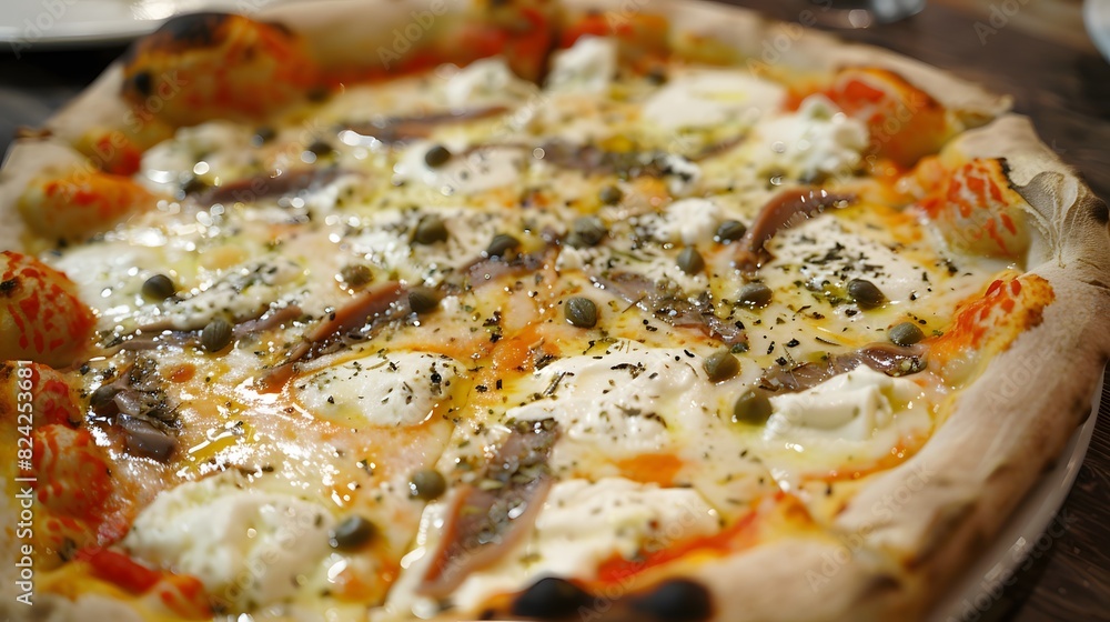  freshly made Italian pizza with mozzarella cheese slices