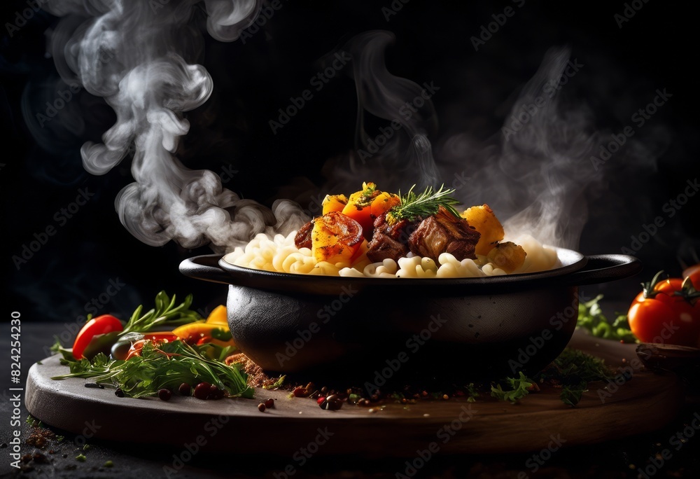 steam rising from freshly cooked dish backlighting dark background, food, hot, vapor, ascending, prepared, plate, illuminated, shadowy, backlit, culinary, aroma, heat, smoke steam rising from freshly cooked dish backlighting dark background, food, hot, vapor, ascending, prepared, plate, illuminated, shadowy, backlit, culinary, aroma, heat, smoke