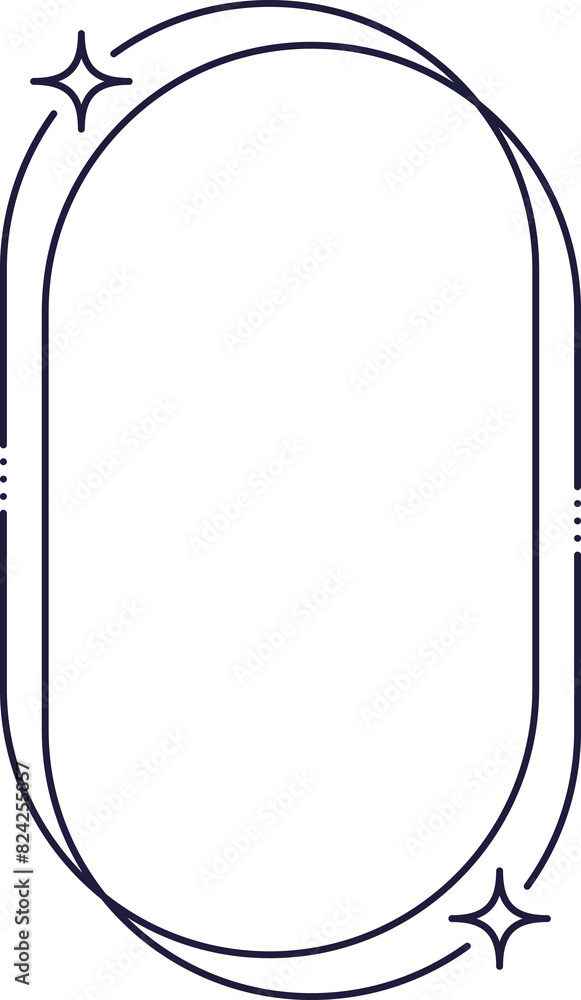 Oval frame border with minimal line star twinkles Oval frame border with minimal line star twinkles