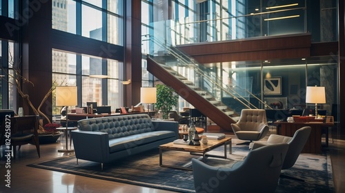 A photo of a well-lit law firm lobby photo