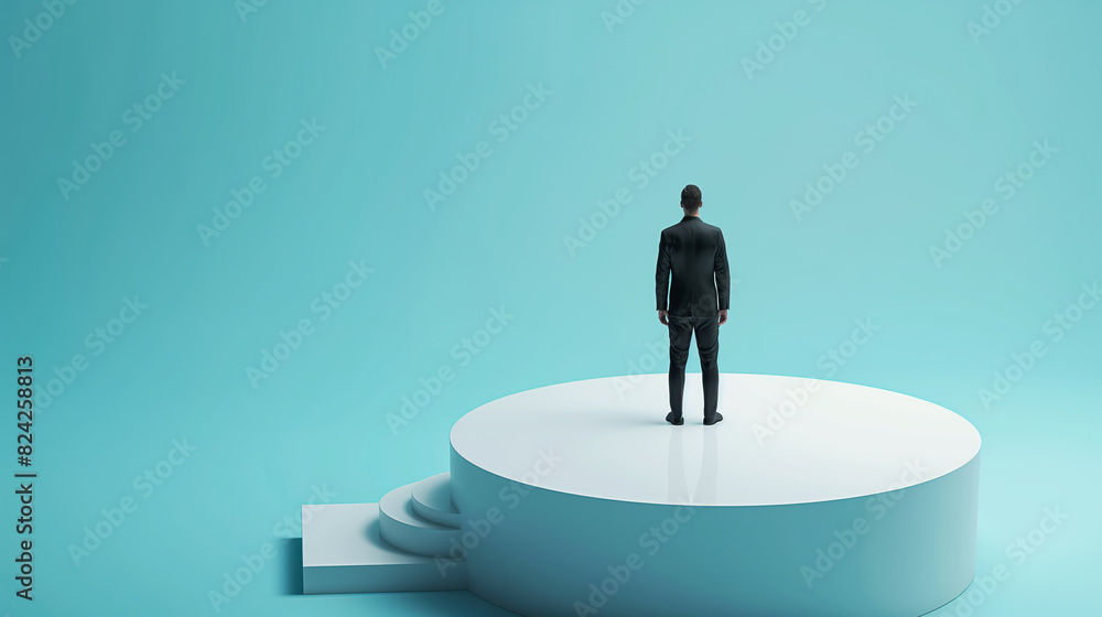 Businessman standing on the podium 3d rendering Businessman standing on the podium 3d rendering