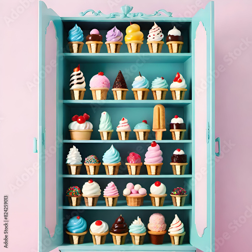 wooden box with cupcake and ice cream © Century