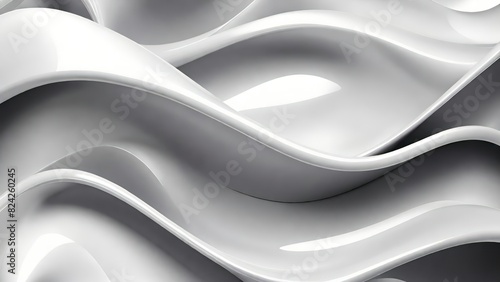 Soft and smooth textured 3d effect gray wavy curved lines abstract background.