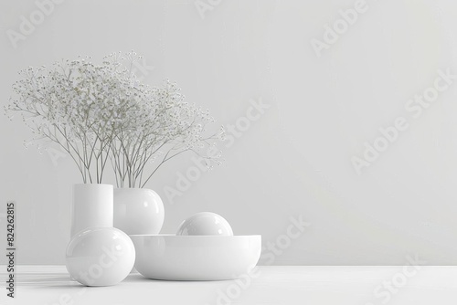 minimal white objects isolated on white background simplicity and purity concept 3d render photo