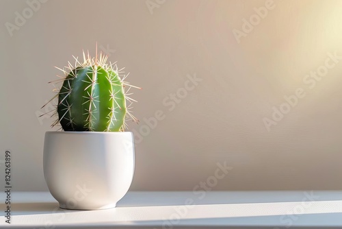 minimalist cactus plant in white ceramic pot highcontrast studio photo photo