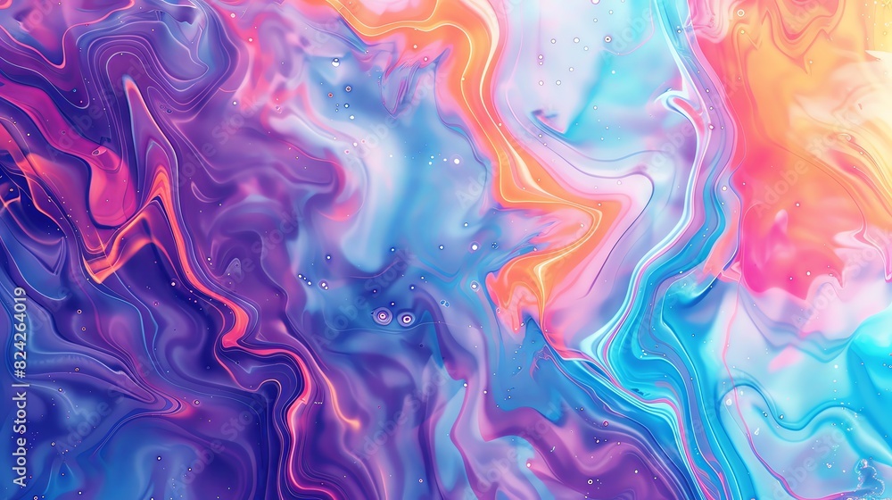 Colorful liquid marble background with waves and swirls, soft pastel colors. Abstract fluid art in bright blue, purple, orange and pink, with a marble texture, iridescent oil painting in the style of Colorful liquid marble background with waves and swirls, soft pastel colors. Abstract fluid art in bright blue, purple, orange and pink, with a marble texture, iridescent oil painting in the style of