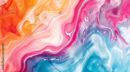 Wallpaper Mural Colorful abstract background with marble texture and liquid paint waves. The background features a colorful abstract design with a marble texture and fluid watercolor elements. This could serve as a b Torontodigital.ca