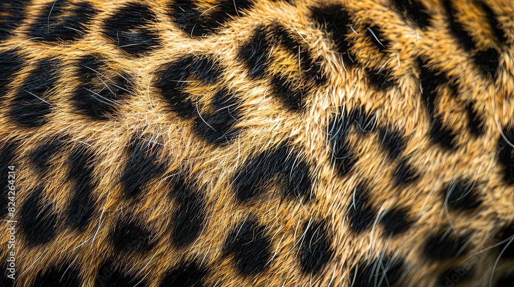 Closeup of leopard fur texture, showing the intricate pattern and natural beauty of its coat. perfect symmetrical photo, centered, copy space Closeup of leopard fur texture, showing the intricate pattern and natural beauty of its coat. perfect symmetrical photo, centered, copy space