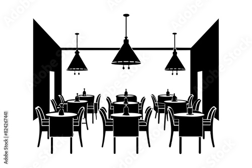 restaurant in the night silhouette, Vector Illustration