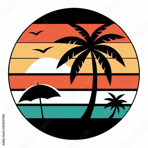 tropical island with palm trees Vector Illustration