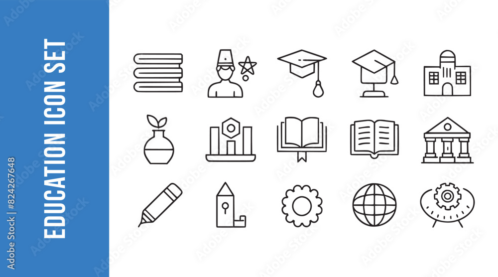 Education Line Icons Set with vector collections. Education Line Icons Set with vector collections.