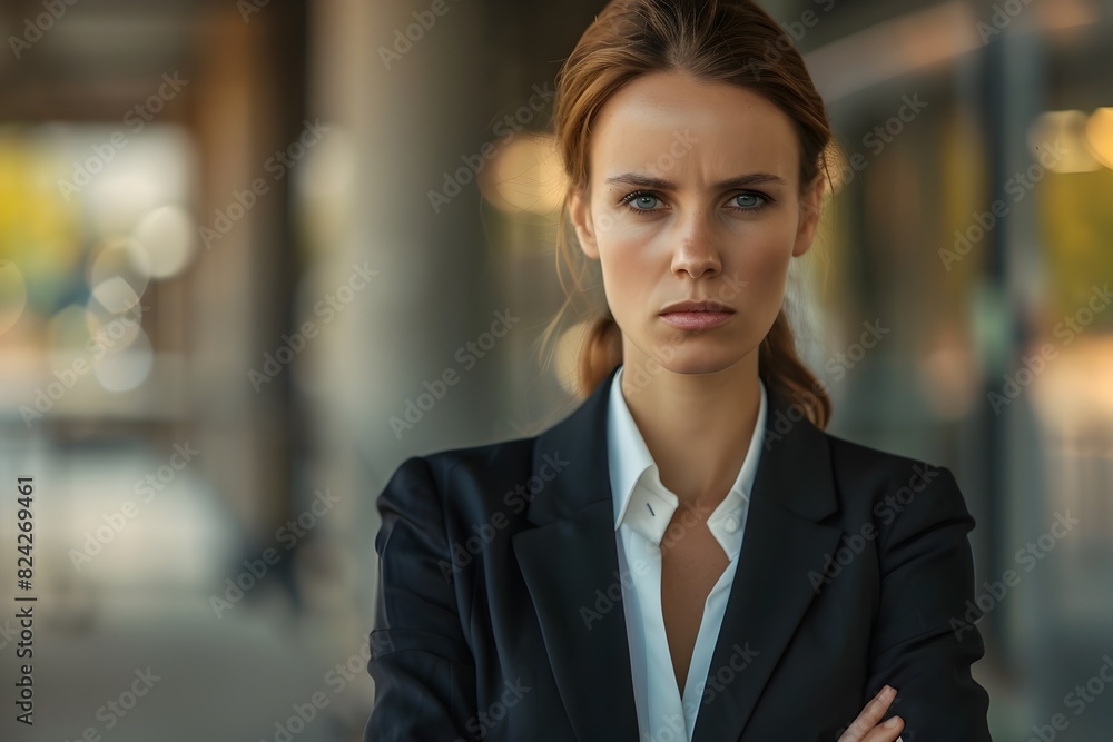 Serious Businesswoman Contemplating Challenges in Corporate Environment Serious Businesswoman Contemplating Challenges in Corporate Environment