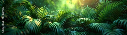 Background Tropical. Within the lush canopy, the rainforest foliage creates a green paradise, acting as a sanctuary for countless species and a perpetual source of fascination and wonder. photo