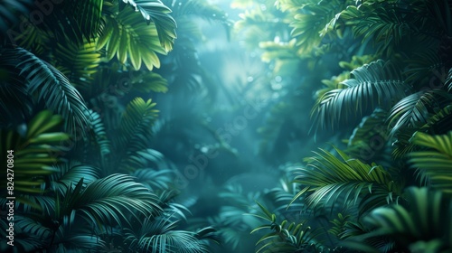 Background Tropical. The lush rainforest foliage acts as a natural filter  purifying the air and fostering a healthy and thriving ecosystem for all its inhabitants.