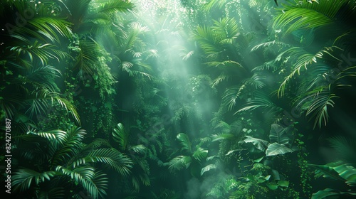 Background Tropical. Within the lush canopy, the rainforest displays endless shades of green, providing a soothing and tranquil environment that is both calming and rejuvenating.
