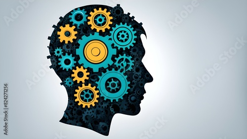 Wallpaper Mural head silhouette with gears Torontodigital.ca